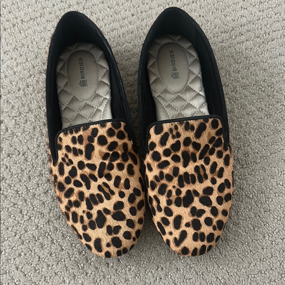 Birdies Brown and Black Loafers with Leopard Print
